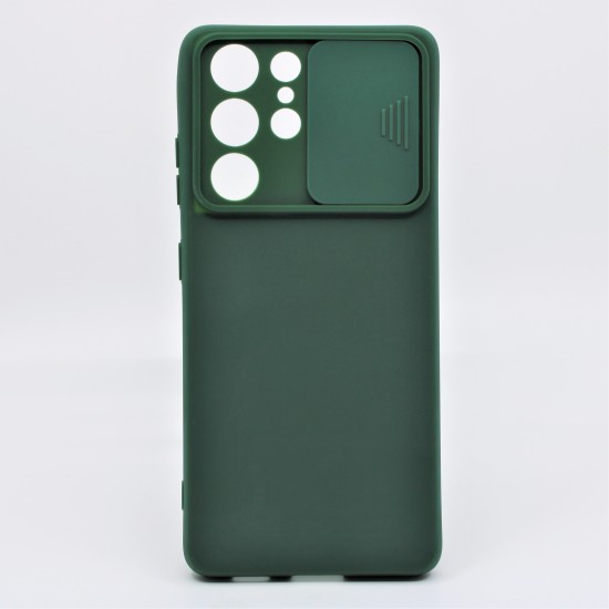 SILICONE COVER WITH CAMERA SHIELD FOR SAMSUNG GALAXY S21 ULTRA PLUS GREEN